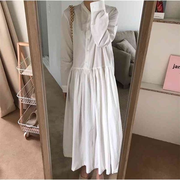 dress shirts women full sleeve spring dresses button simple loose causal mid-calf vestidos mujer white korean style clothing 210601, Black;gray
dress shirts women full sleeve spring dresses button simple loose causal mid-calf vestidos mujer white korean style clothing 210601, Black;gray
