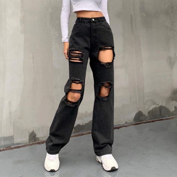 women's jeans streetwear hole ripped black woman distressed casual hip hop high waist pants capris pocket straight denim trousers ladie, Blue
women's jeans streetwear hole ripped black woman distressed casual hip hop high waist pants capris pocket straight denim trousers ladie, Blue