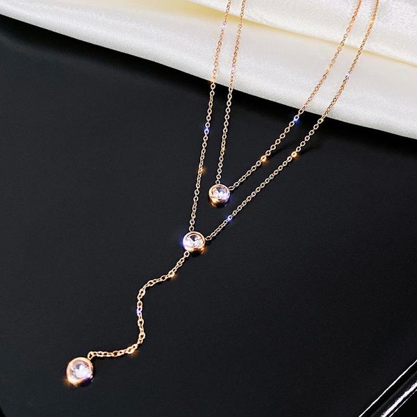 pendant necklaces double layer titanium steel necklace for women fashion zircon clavicle chain female trendy jewelry delicate luxurious acce, Silver
pendant necklaces double layer titanium steel necklace for women fashion zircon clavicle chain female trendy jewelry delicate luxurious acce, Silver