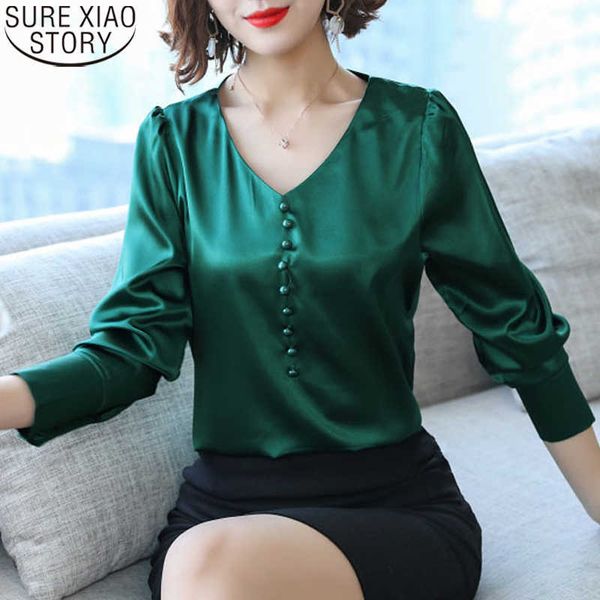 long sleeve shirt spring multi-button imitation silk v-neck solid women blouse heavy stretch satin women shirt 8000 210527, White
long sleeve shirt spring multi-button imitation silk v-neck solid women blouse heavy stretch satin women shirt 8000 210527, White