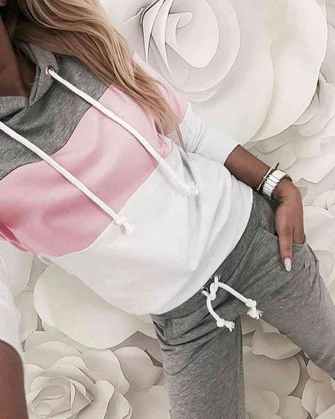 piece two dress drawstring design colorblock hooded & pant sets women 2 outfits casual autumn tracksuits b2s4, White
piece two dress drawstring design colorblock hooded & pant sets women 2 outfits casual autumn tracksuits b2s4, White