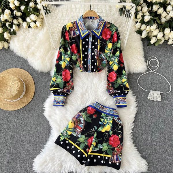 women's tracksuits europe style autumn women long sleeve turn down collar vintage print shirts + wide leg shorts two piece set female s, Gray
women's tracksuits europe style autumn women long sleeve turn down collar vintage print shirts + wide leg shorts two piece set female s, Gray