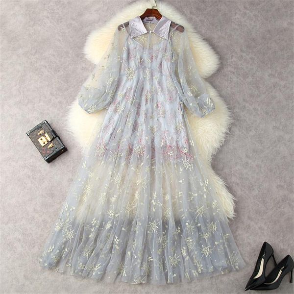 casual dresses elegant designer runway beading embroidery transparent mesh party for women autumn clothes lace long maxi vestidos, Black;gray
casual dresses elegant designer runway beading embroidery transparent mesh party for women autumn clothes lace long maxi vestidos, Black;gray