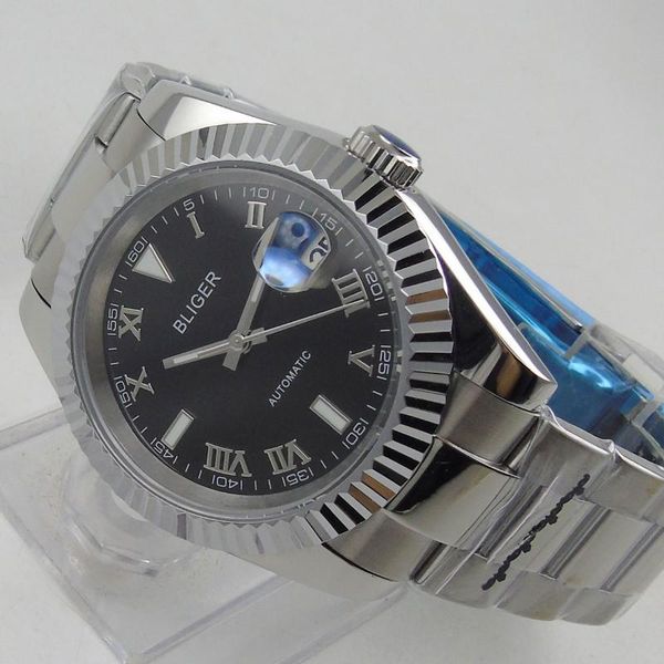 wristwatches bliger black 36mm automatic men watch roman numbers polished oyster band date just fluted bezel miyota 8215 sapphire crystal, Slivery;brown
wristwatches bliger black 36mm automatic men watch roman numbers polished oyster band date just fluted bezel miyota 8215 sapphire crystal, Slivery;brown