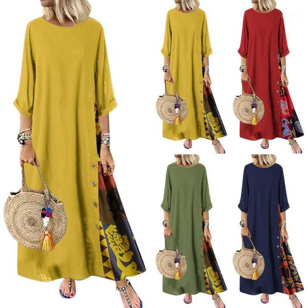 women bohemian dress floral print patchwork long dresses casual plus size loose 3/4 sleeve beach holiday maxi vestidso, Black;gray
women bohemian dress floral print patchwork long dresses casual plus size loose 3/4 sleeve beach holiday maxi vestidso, Black;gray