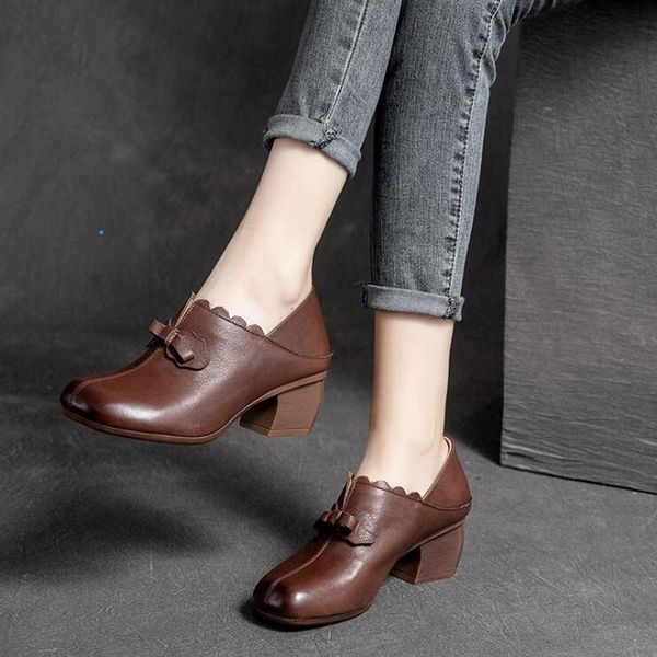 dress shoes rushiman genuine leather women's singles 2021 autumn round head thick heel deep mouth simple wind loafers, Black
dress shoes rushiman genuine leather women's singles 2021 autumn round head thick heel deep mouth simple wind loafers, Black