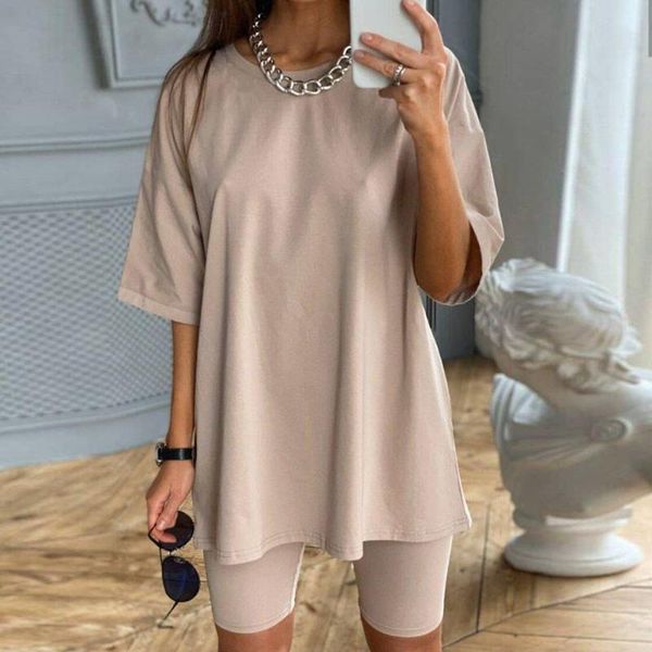 women's t-shirt fashion casual solid outfits two piece suit with belt home loose sports tracksuits bicycle summer 2021, White
women's t-shirt fashion casual solid outfits two piece suit with belt home loose sports tracksuits bicycle summer 2021, White