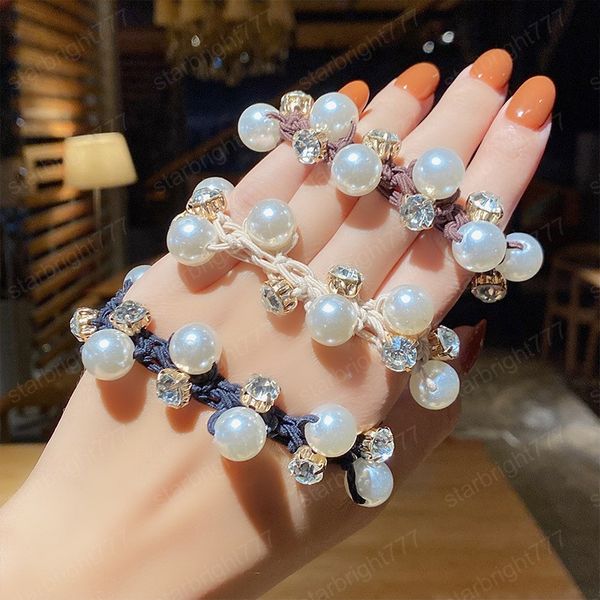 women elegant pearls rhinestone scrunchie ponytail hold hair bands headband hair tie rubber fashion hair accessories, Slivery;white
women elegant pearls rhinestone scrunchie ponytail hold hair bands headband hair tie rubber fashion hair accessories, Slivery;white