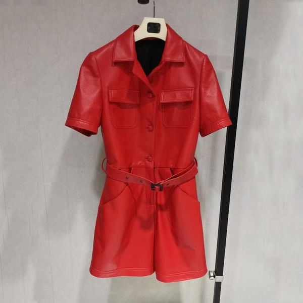 women's leather & faux women jacket spring long length jumpsuits red color 2021 fashion short sleeve coat with belt turn-down collar, Black
women's leather & faux women jacket spring long length jumpsuits red color 2021 fashion short sleeve coat with belt turn-down collar, Black