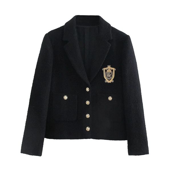 women england style badge patch woolen jacket black coat vintyage office lady single breasted pocket jacket chic female outwear 210521
women england style badge patch woolen jacket black coat vintyage office lady single breasted pocket jacket chic female outwear 210521