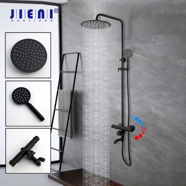 bathroom shower sets jieni matte black mixer faucet set wall mount rainfall round adjustable hand thermostatic temperature
bathroom shower sets jieni matte black mixer faucet set wall mount rainfall round adjustable hand thermostatic temperature