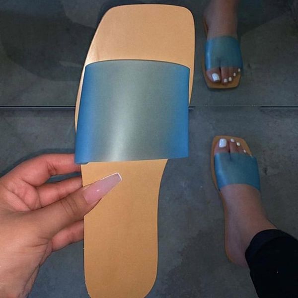 solid blue slippers pink square toe flat female outside flip flops slingback daily low price beach women slides, Black
solid blue slippers pink square toe flat female outside flip flops slingback daily low price beach women slides, Black
