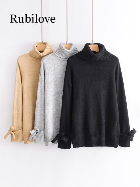 women's sweaters rubilove fashion all-match loose knitted sweater ladies casual turtleneck pullovers bow lace up warm sweet, White;black
women's sweaters rubilove fashion all-match loose knitted sweater ladies casual turtleneck pullovers bow lace up warm sweet, White;black