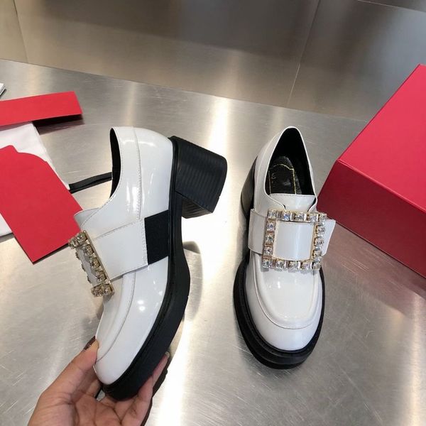 slippers lady's love with patent leather square buckle rhinestone sleeves, soles, delicate and versatile thick d5za, Black