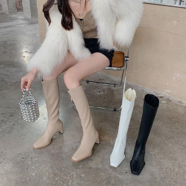 boots women stretch booties knee high shoe woman thick mid heels square toe knight black/beige/white spring autumn 35-39
boots women stretch booties knee high shoe woman thick mid heels square toe knight black/beige/white spring autumn 35-39