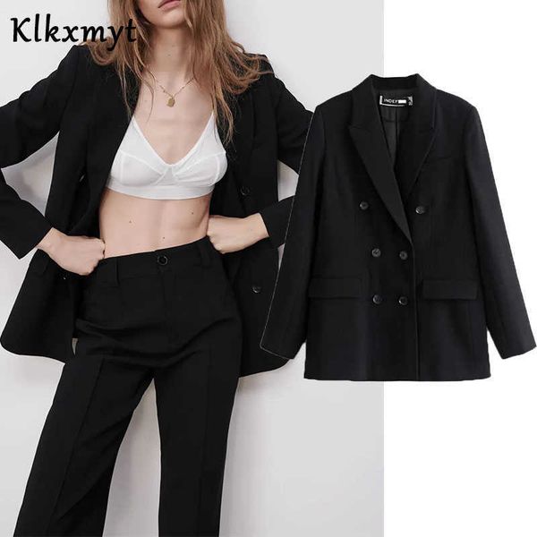 klkxmyt za blazer women fashion casual black double breasted coat vintage long sleeve female outerwear chic 210527, White;black
klkxmyt za blazer women fashion casual black double breasted coat vintage long sleeve female outerwear chic 210527, White;black