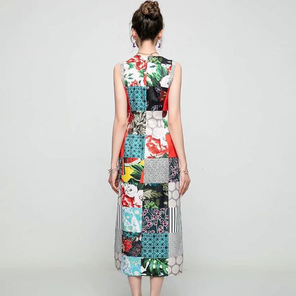 two piece dress summer female fashion runway designers sleeveless print vintage block color midi dress up holiday party dressed byr7, White
two piece dress summer female fashion runway designers sleeveless print vintage block color midi dress up holiday party dressed byr7, White