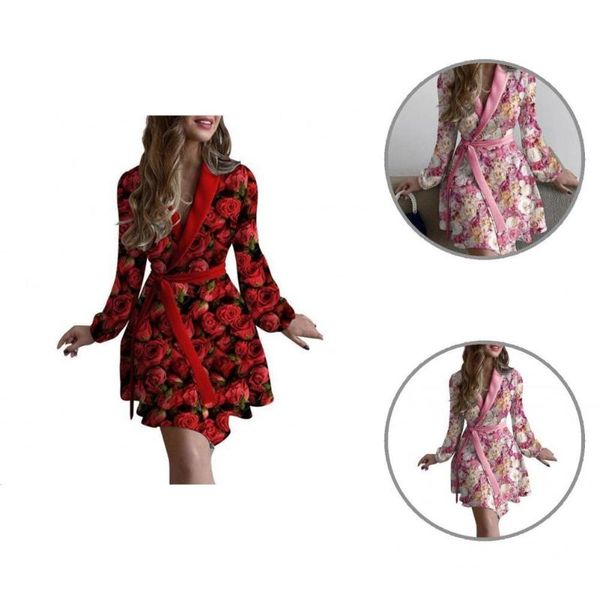 casual dresses party dress belt a-line rose flower print wrap v-neck women mini short, Black;gray
casual dresses party dress belt a-line rose flower print wrap v-neck women mini short, Black;gray