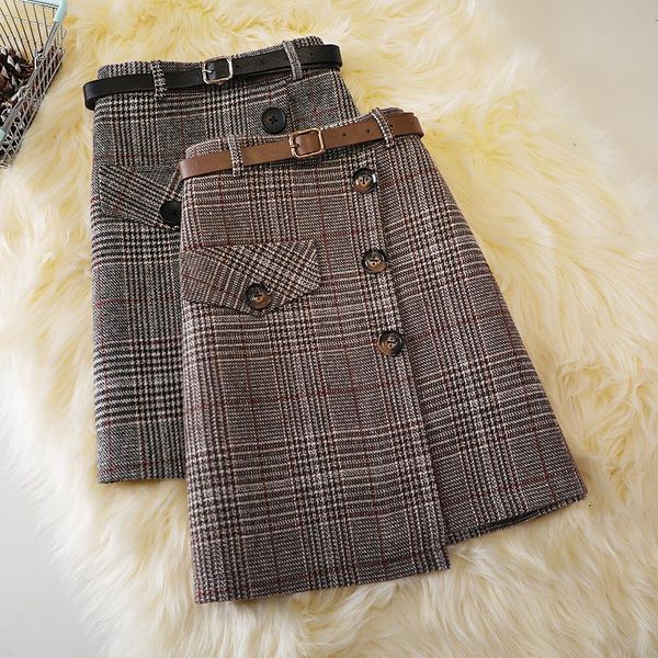 skirts breasted belt woolen short skirt women's autumn and winter style plaid large size was thin irregular, Black
skirts breasted belt woolen short skirt women's autumn and winter style plaid large size was thin irregular, Black