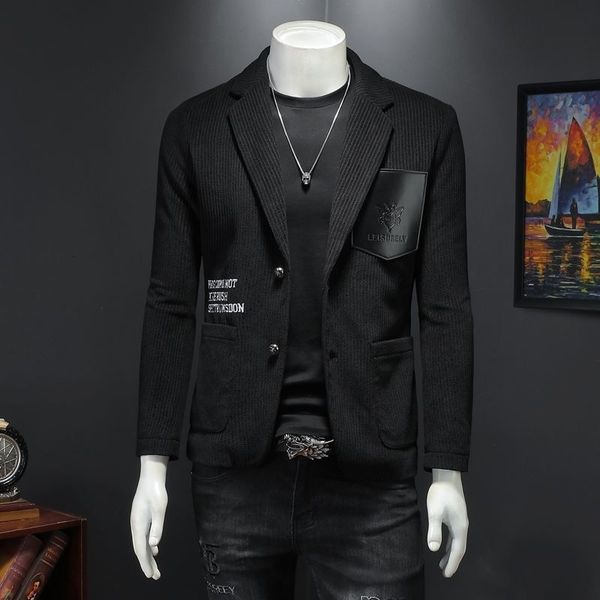 men's suits & blazers high end business suit men's jacket pocket leather patchwork dinner ball, White;black
men's suits & blazers high end business suit men's jacket pocket leather patchwork dinner ball, White;black