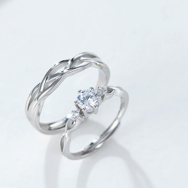 sterling silver couple ring light luxury pair opening adjustable long distance love 925 set cluster rings, Golden;silver
sterling silver couple ring light luxury pair opening adjustable long distance love 925 set cluster rings, Golden;silver