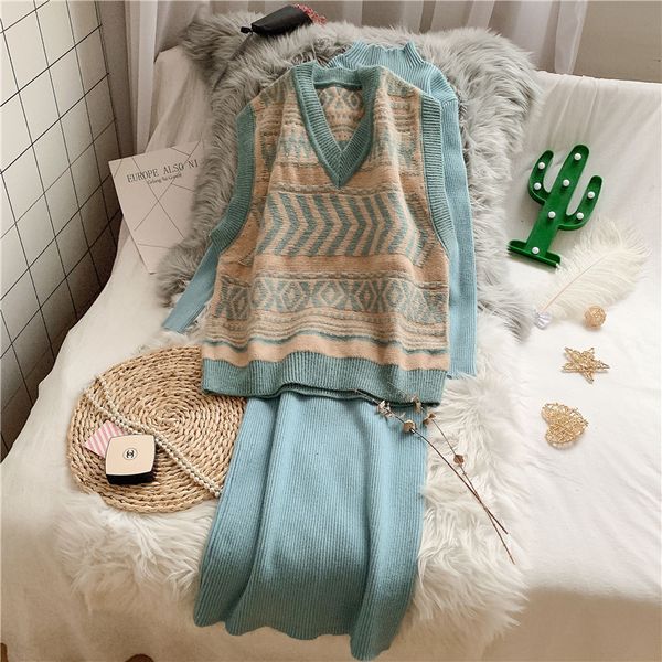 casual dresses autumn/winter women knitted sets suits vintage knit sweater stripes vest & long sleeves 2pcs set l6r6, Black;gray
casual dresses autumn/winter women knitted sets suits vintage knit sweater stripes vest & long sleeves 2pcs set l6r6, Black;gray