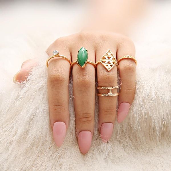 bohemian 5-piece set green natural stone rings charming women's wedding crystal gold color ring fashion party jewelry gift cluster, Golden;silver
bohemian 5-piece set green natural stone rings charming women's wedding crystal gold color ring fashion party jewelry gift cluster, Golden;silver