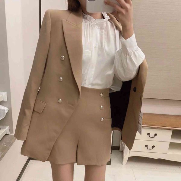 double breasted business blazer jacket woman autumn winter casual streetstyle pockets straight blazer coat vintage 210415, Black;brown
double breasted business blazer jacket woman autumn winter casual streetstyle pockets straight blazer coat vintage 210415, Black;brown