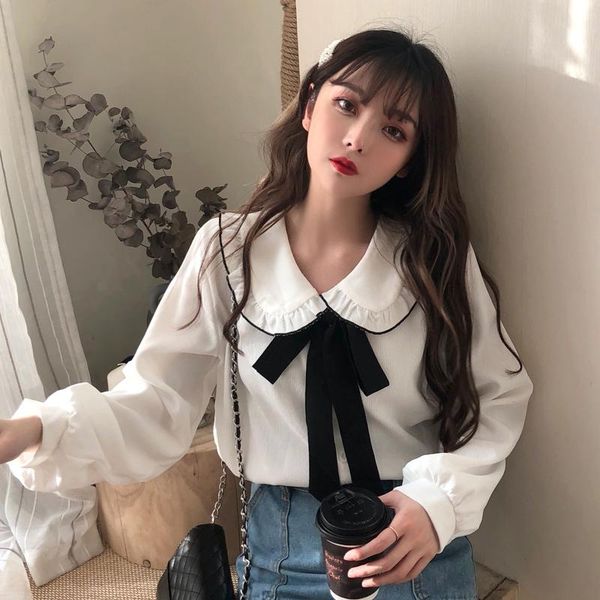 women's blouses & shirts korean style sweet clothing bow chiffon loose moda feminina long sleeve blusas mujer de, White
women's blouses & shirts korean style sweet clothing bow chiffon loose moda feminina long sleeve blusas mujer de, White
