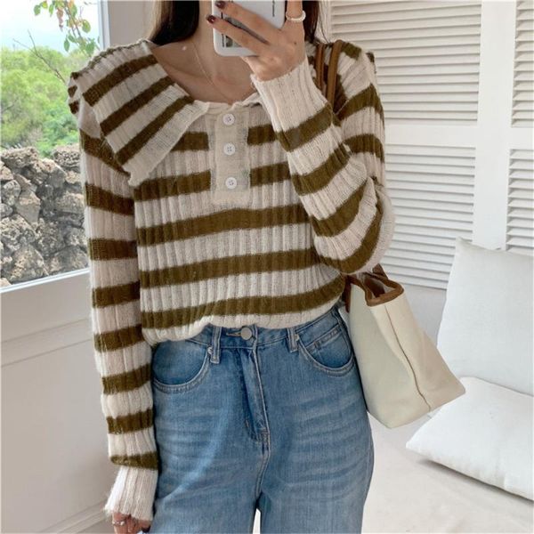 women's sweaters mujer knitted women sailor collar striped 2021 loose pullovers lady korean ol fashion casual outwear autumn, White;black
women's sweaters mujer knitted women sailor collar striped 2021 loose pullovers lady korean ol fashion casual outwear autumn, White;black