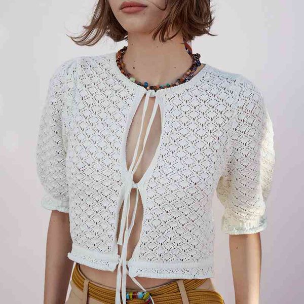 za summer women hollow out knitted sweater half sleeve loose vintage open stitch o-neck solid lady outwear 210422, White;black
za summer women hollow out knitted sweater half sleeve loose vintage open stitch o-neck solid lady outwear 210422, White;black