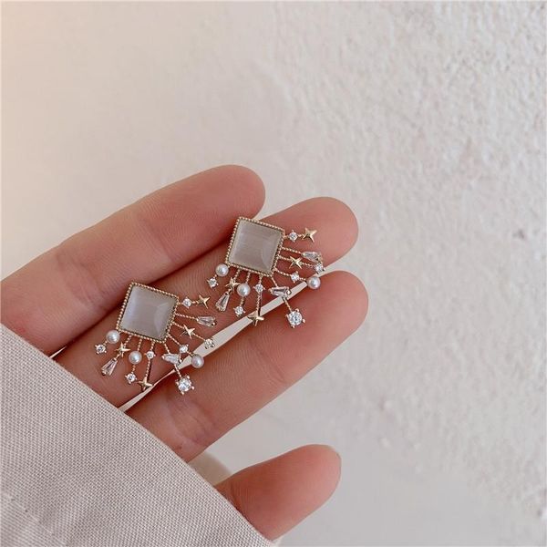 dangle & chandelier geometric square stone pearl drop earrings for women korean s925 needle women's spring 2021 micro zircon, Silver
dangle & chandelier geometric square stone pearl drop earrings for women korean s925 needle women's spring 2021 micro zircon, Silver