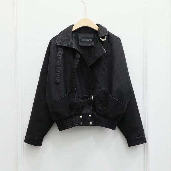 women's leather & faux ladies casual jacket spring autumn loose batwing sleeved zipper basic coats women biker outerwear-a, Black
women's leather & faux ladies casual jacket spring autumn loose batwing sleeved zipper basic coats women biker outerwear-a, Black