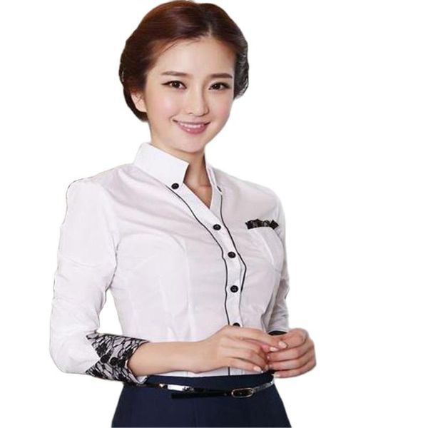 women's blouses & shirts autumn fashion patchwork lace long sleeve female slim work wear shirt ladies formal, White
women's blouses & shirts autumn fashion patchwork lace long sleeve female slim work wear shirt ladies formal, White