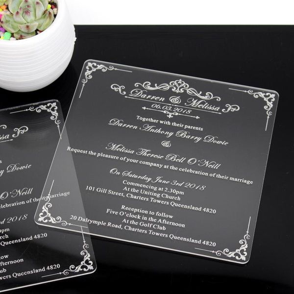 greeting cards 10pcs personalized laser engraved clear acrylic invitations custom wedding card festival party invite supplies square
greeting cards 10pcs personalized laser engraved clear acrylic invitations custom wedding card festival party invite supplies square