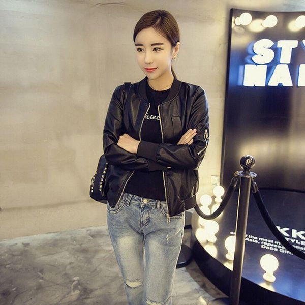 women's jackets women slim long sleeve fit zipper round collar neck baseball style female short black ladies coat, Black;brown
women's jackets women slim long sleeve fit zipper round collar neck baseball style female short black ladies coat, Black;brown