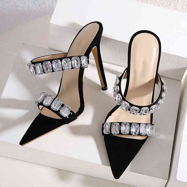sandals 2021 summer fashion shoes woman slippers crystal decoration pointed end peep toe party pumps high heels slide qi65, Black
sandals 2021 summer fashion shoes woman slippers crystal decoration pointed end peep toe party pumps high heels slide qi65, Black