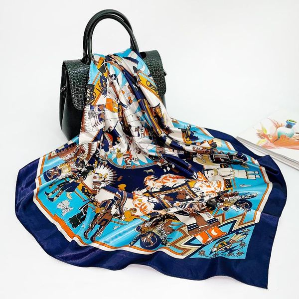 scarves 2021 silk scarf women's headscarf french retro european and american myth print large 90cm shawl, Blue;gray
scarves 2021 silk scarf women's headscarf french retro european and american myth print large 90cm shawl, Blue;gray