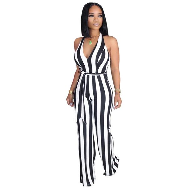 women's jumpsuits & rompers women deep v neck striped jumpsuit sleeveless halter bootcut, Black;white
women's jumpsuits & rompers women deep v neck striped jumpsuit sleeveless halter bootcut, Black;white
