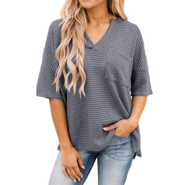 women's t-shirt women fashion short sleeve v-neck stylish pocket split for shopping daily wear, White
women's t-shirt women fashion short sleeve v-neck stylish pocket split for shopping daily wear, White