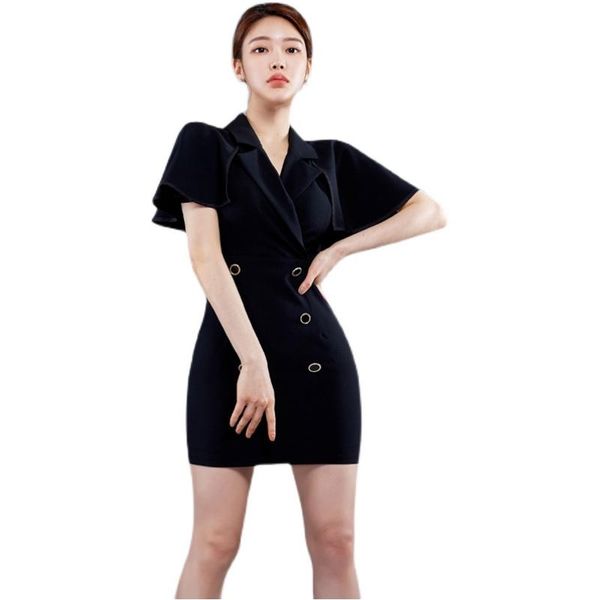 party dresses black mini tight dress one piece korean ladies summer ruffle short sleeve notched office bodycon for women, White;black
party dresses black mini tight dress one piece korean ladies summer ruffle short sleeve notched office bodycon for women, White;black