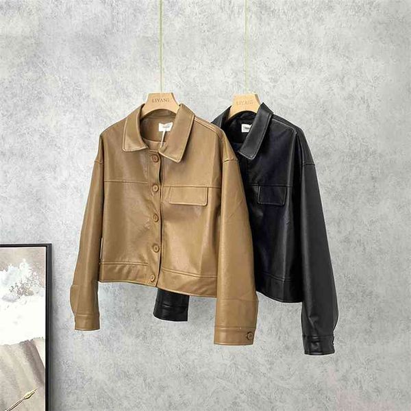 spring women short pu leather jacket moto biker loose solid faux jackets female fashion punk street outerwear 210430, Black
spring women short pu leather jacket moto biker loose solid faux jackets female fashion punk street outerwear 210430, Black