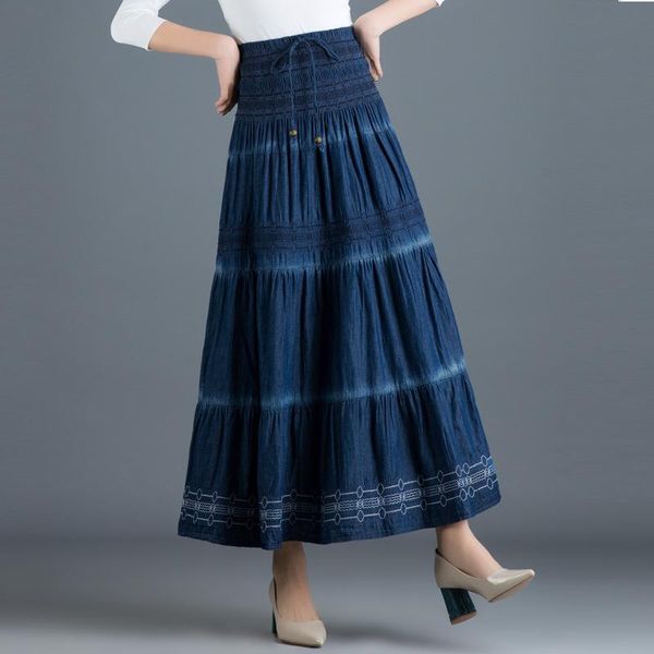 skirts spring summer maxi women skirt long denim embroidery women's elastic nationality style a-line femme 50556, Black
skirts spring summer maxi women skirt long denim embroidery women's elastic nationality style a-line femme 50556, Black