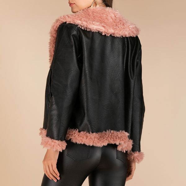 women's women autumn winter fashiom faux fur long sleeve leather jacket outwear overcoat blouse veste femme, Black
women's women autumn winter fashiom faux fur long sleeve leather jacket outwear overcoat blouse veste femme, Black