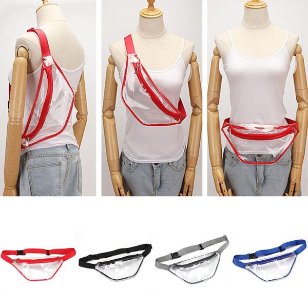 fashion women simple transparent waist bags pvc fanny pack belt
