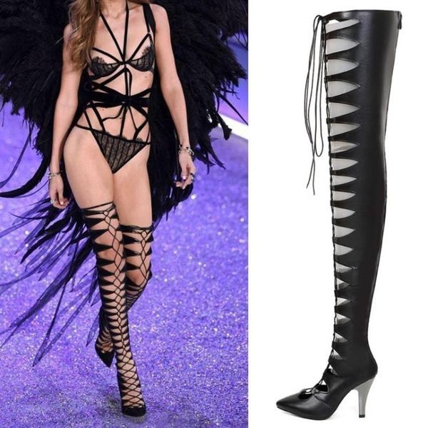 womens punk gladiators over knee full length 80cm real leather sandals boots cut out roman shoes retro high heel black sexy
womens punk gladiators over knee full length 80cm real leather sandals boots cut out roman shoes retro high heel black sexy