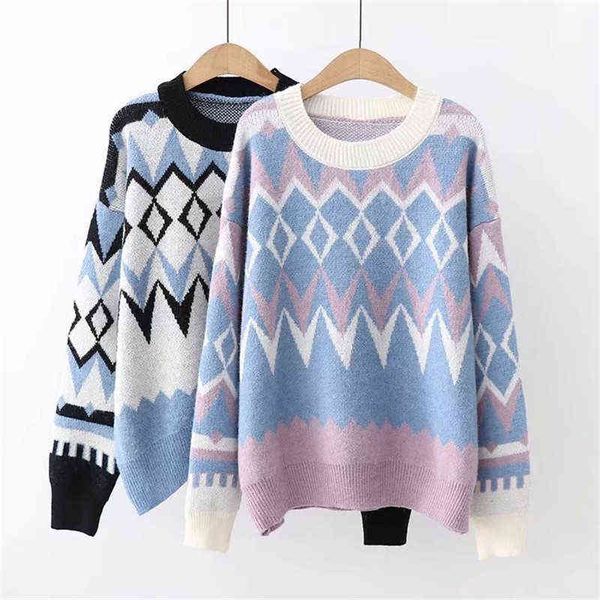 2019 women fashion autumn winter warm geometric patterns o-neck women pullover long sleeve casual loose sweater knitted new y1110, White;black
2019 women fashion autumn winter warm geometric patterns o-neck women pullover long sleeve casual loose sweater knitted new y1110, White;black