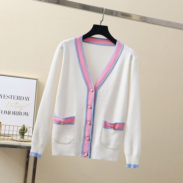 cross-striped color cardigan sweet 2021 autumn mesh sweater with cleavage v single pocket outwear female cardigans, White;black
cross-striped color cardigan sweet 2021 autumn mesh sweater with cleavage v single pocket outwear female cardigans, White;black