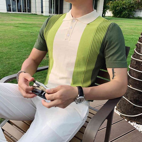 men's t-shirts striped turn down collar business polo men knitting gradual change color knitted short-sleeved 1sns, White;black
men's t-shirts striped turn down collar business polo men knitting gradual change color knitted short-sleeved 1sns, White;black
