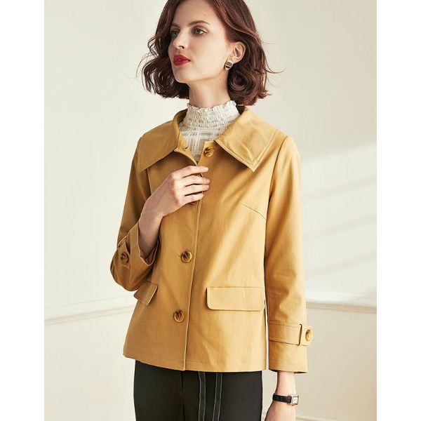 women's jackets alixman jacket single-breasted yellow doll collar coat thin elegant short, Black;brown
women's jackets alixman jacket single-breasted yellow doll collar coat thin elegant short, Black;brown